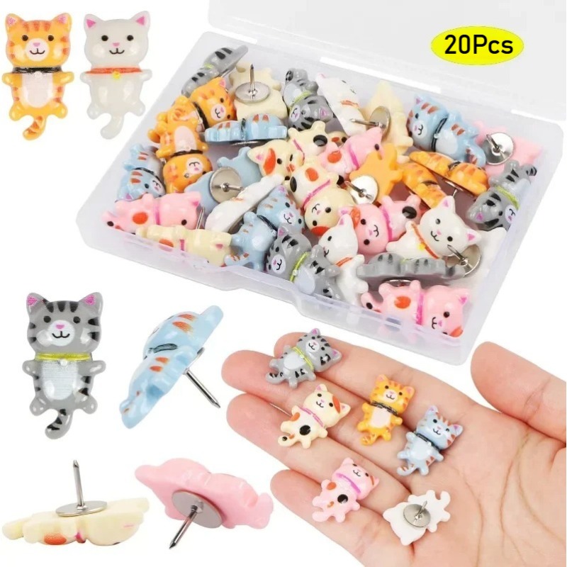 Office Furniture Online - 20개 귀여운 레진 고양이 푸시핀 장식용