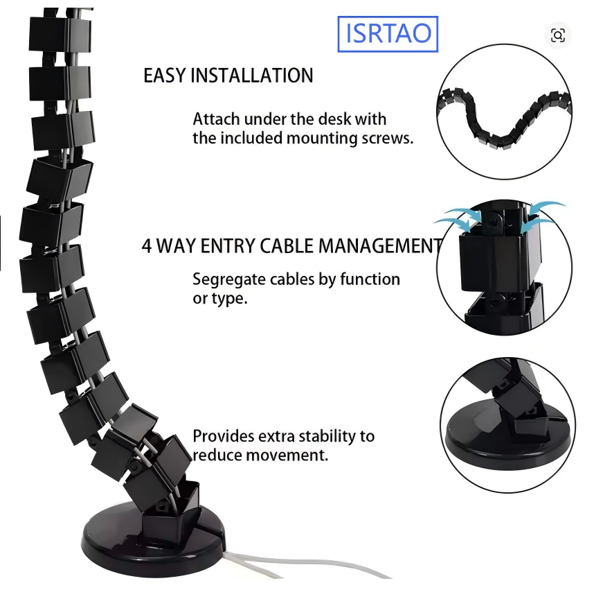 Cable Tray Under Desk - ISRTAO 책상 아래 케이블 정리 트레이