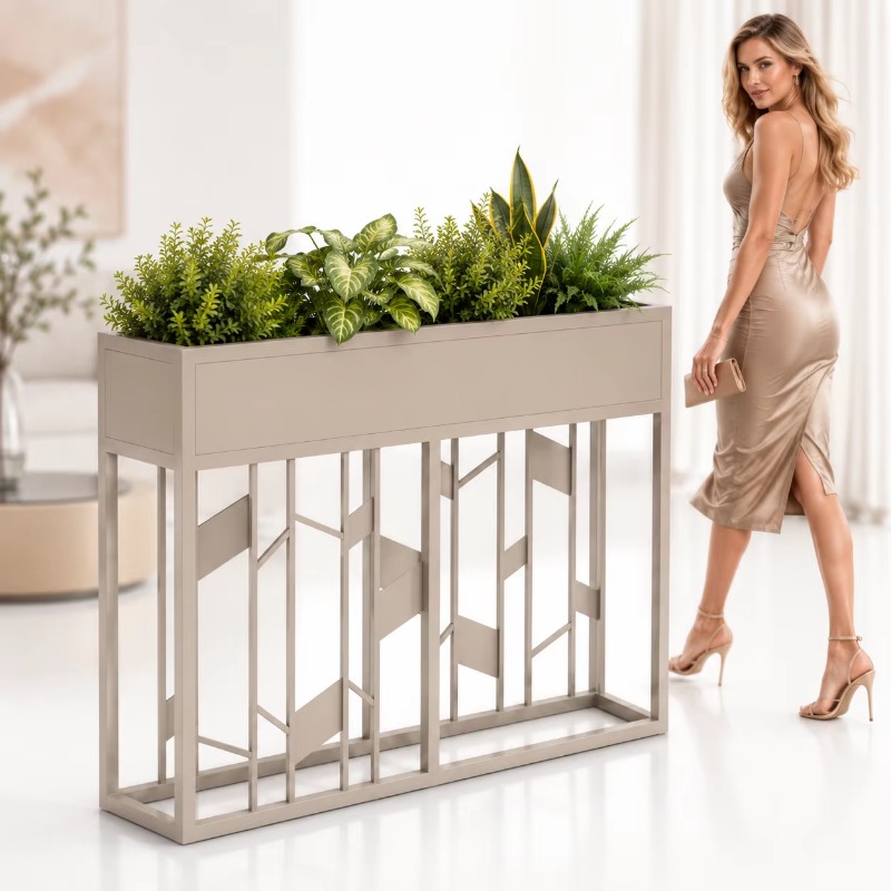 Room Divider Bamboo - 무광 블랙 메탈 화분 박스 80cm,