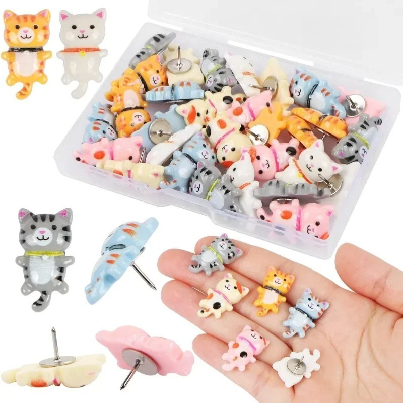 Office Furniture Online - 30Pcs 귀여운 수지 고양이 푸시 핀