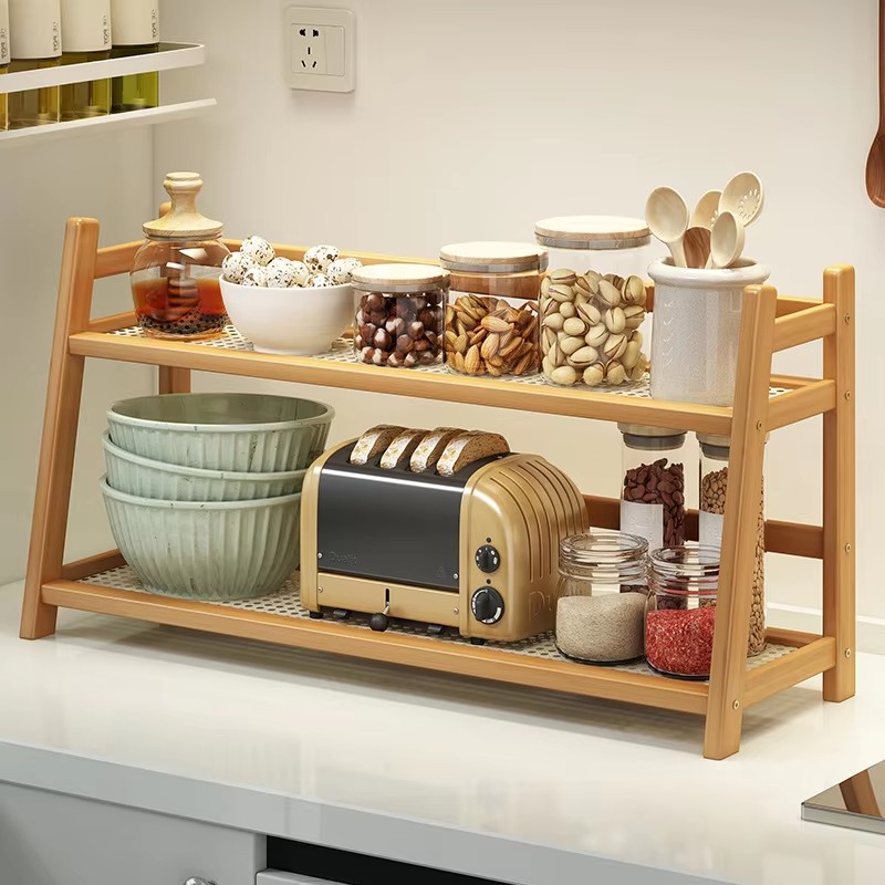 Room Divider Bamboo - 2단 향신료 캐디 선반 대나무 주방