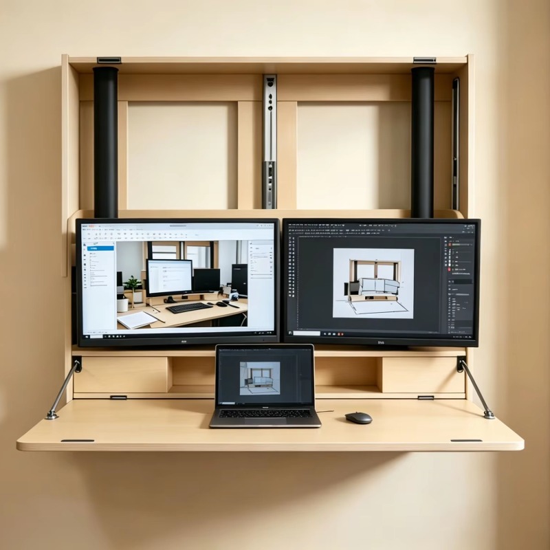 Wall Mounted Desk Fold - 공간 절약형 홈 워크스테이션, 27인치 초광폭