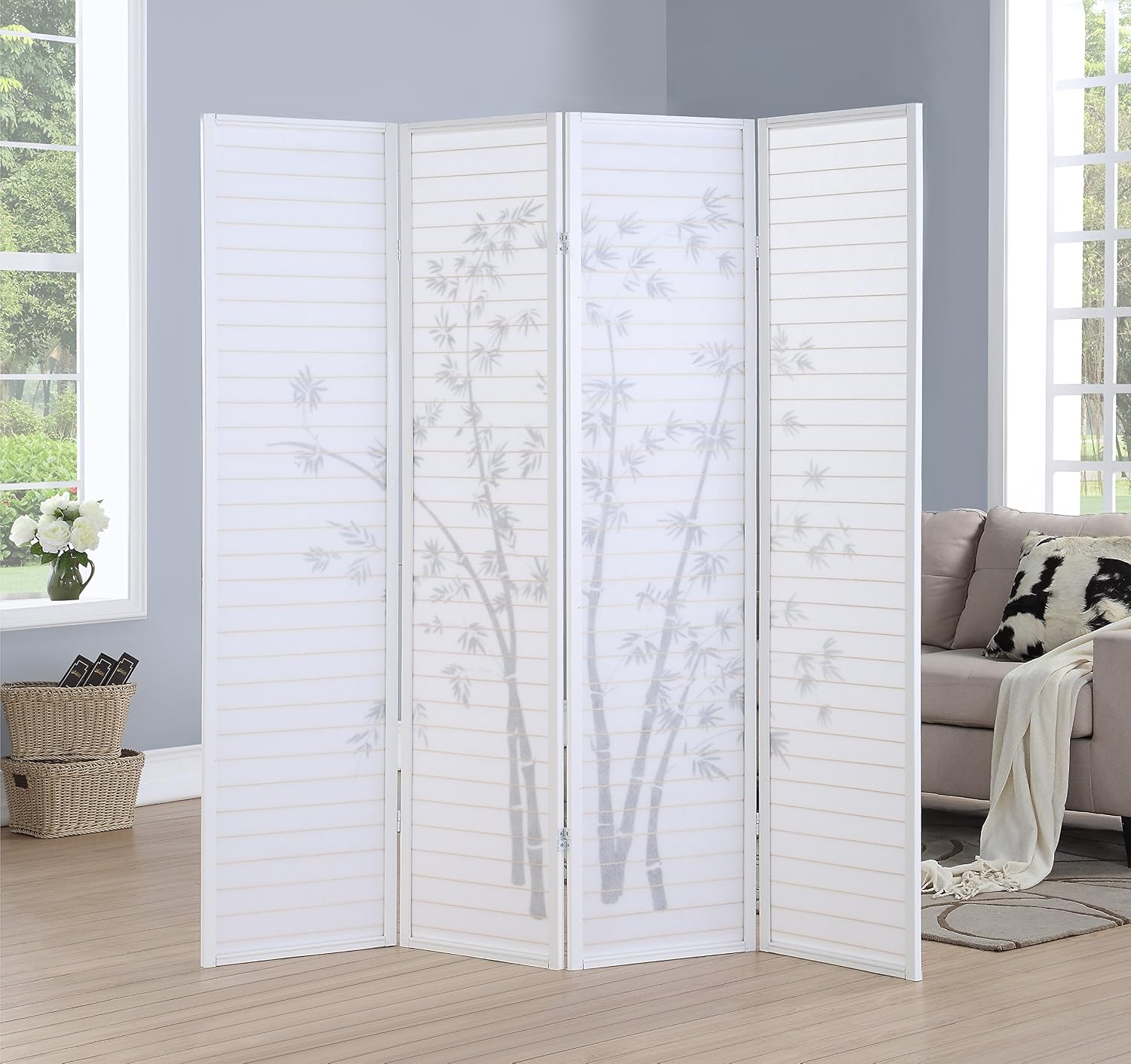 4패널 대나무 프린트 화이트 프레임 룸 스크린 디바이더 - Room Divider Bamboo 리뷰 및 가격