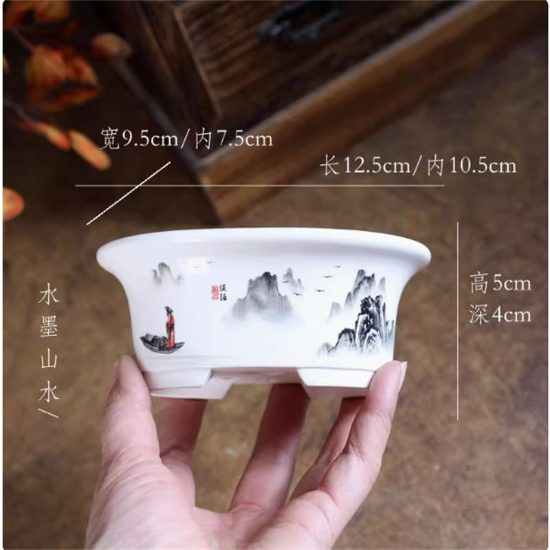 도자기 흰색 타원형 분재 냄비, 미니 냄비, 원형, 작 - Conference Table Round 리뷰 및 가격