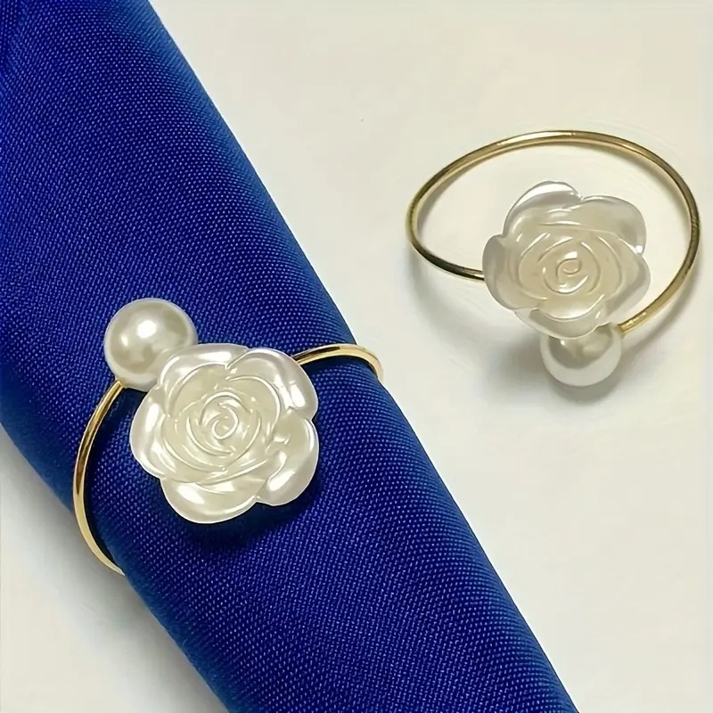 1-24PCS 우아한 진주 로즈 냅킨 링 웨딩 리셉션  - Conference Table Round 리뷰 및 가격