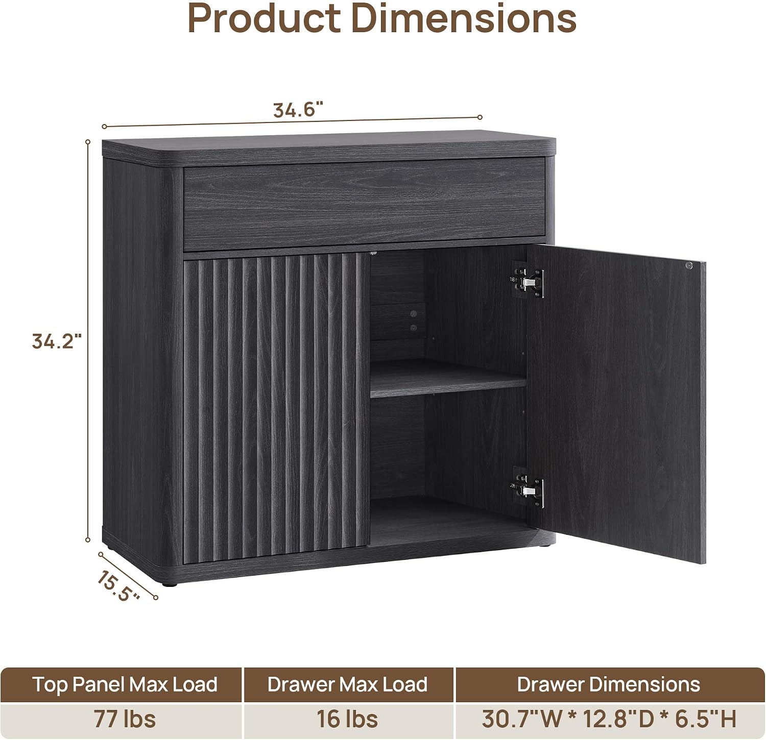 34.6인치 모던 플루트형 사이드보드 뷔페 수납장(도어 - Credenza Office Storage 리뷰 및 가격